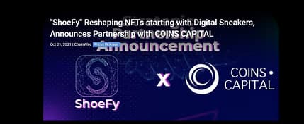 "ShoeFy" Reshaping NFTs starting with Digital Sneakers, Announces Partnership with COINS CAPITAL